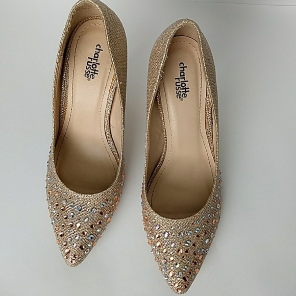 Sparkling Charlotte Russe Rose Gold Heels - Picture 2 of 6